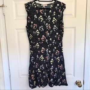 LOFT Floral Polka Dot Sleeveless Dress Size 14